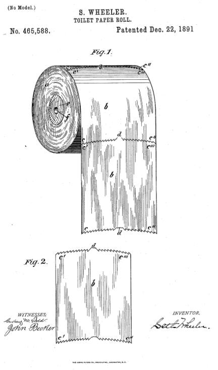 S. Wheeler Toilet Paper Roll Patent No. 465,588 — Dec. 22, 1891